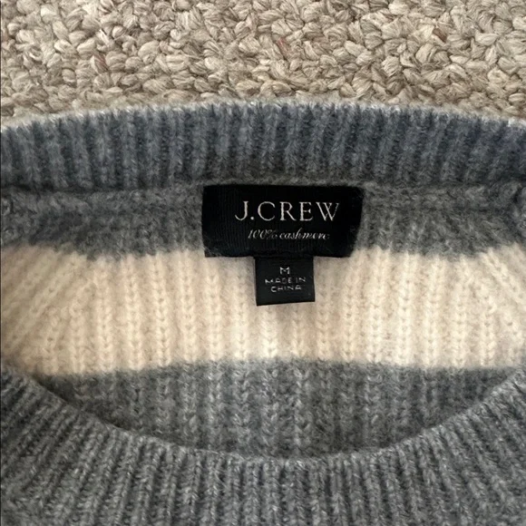 J Crew Gray and Cream Striped Sweater - Picture 2 of 2